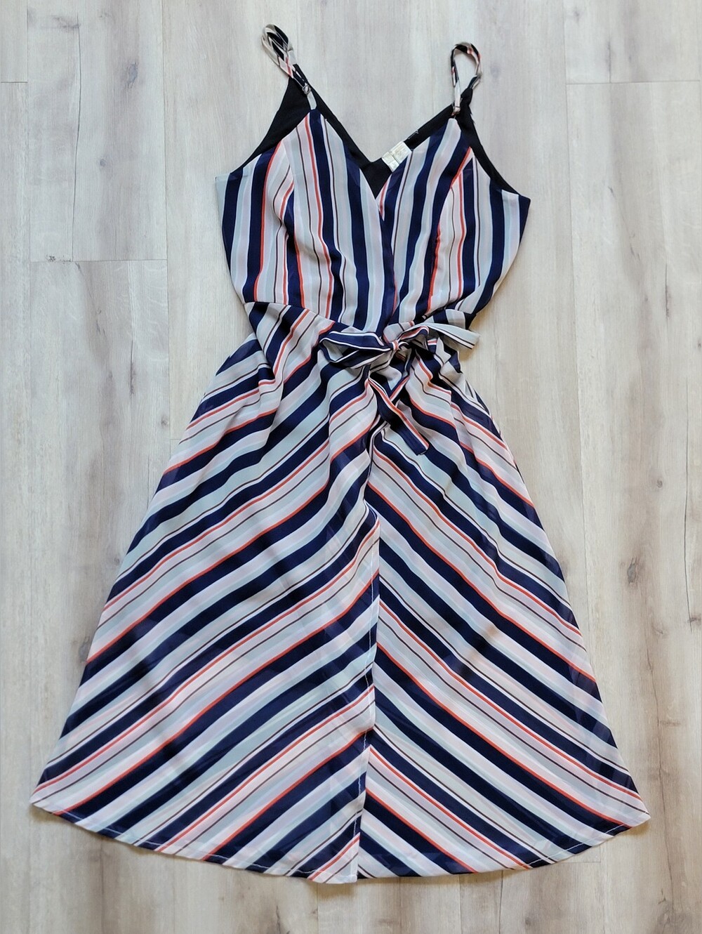 With Love Japna Striped Midi Wrap Dress Size M Style 17149